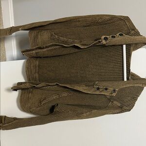 Free People Army green Button-Up Cardigan